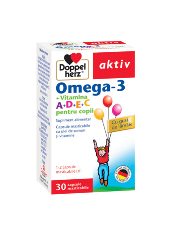 Omega 3 Vitamina A+D+E+C pentru copii, 30 capsule masticabile, Doppelherz