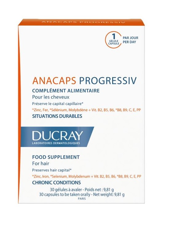 Tratament capsule Ducray Anacaps Progressiv impotriva caderii parului, 30 capsule