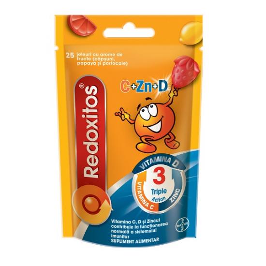 Jeleuri cu vitamina C 30 mg Redoxitos Triple Action, 25 bucati