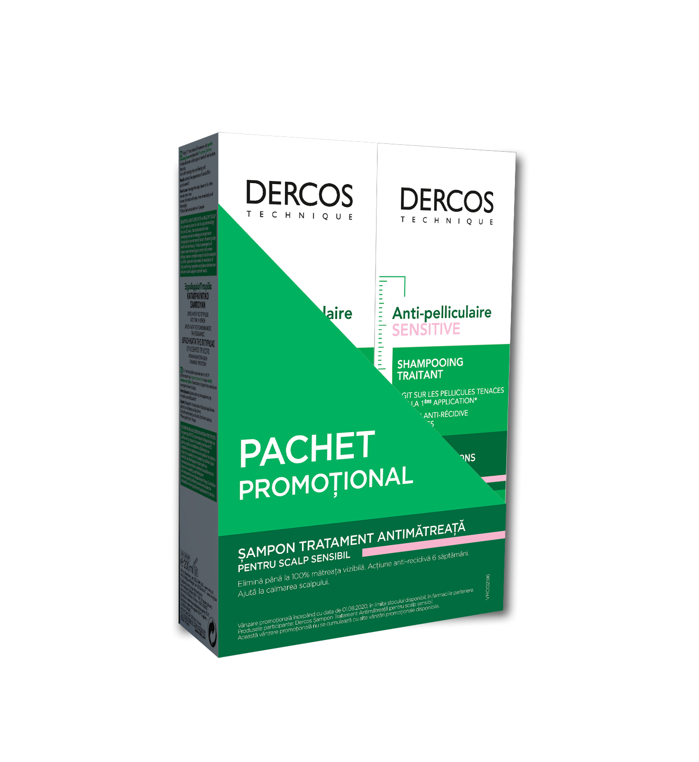 Pachet promotional Sampon anti-matreata Vichy Dercos scalp sensibil, 1 + 1 50% din al II lea