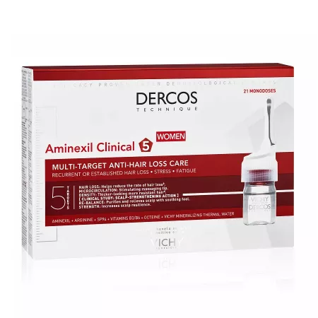 Tratament Aminexil Clinical 5 impotriva caderii parului, femei, 21 x 6ml, Dercos Vichy