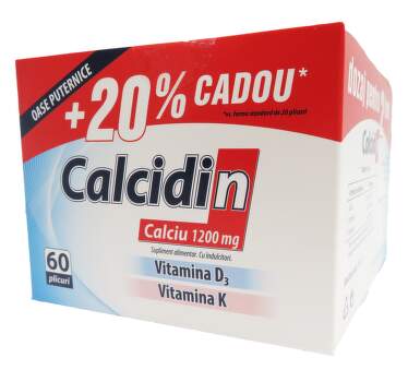 Calcidin, Calciu 1200mg, 60 plicuri 20% cadou, Zdrovit