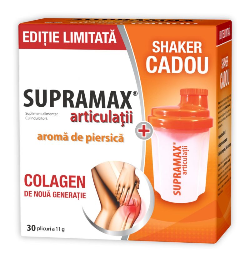 Supramax articulatii aroma de piersica + Shaker CADOU, 30pl, Zdrovit