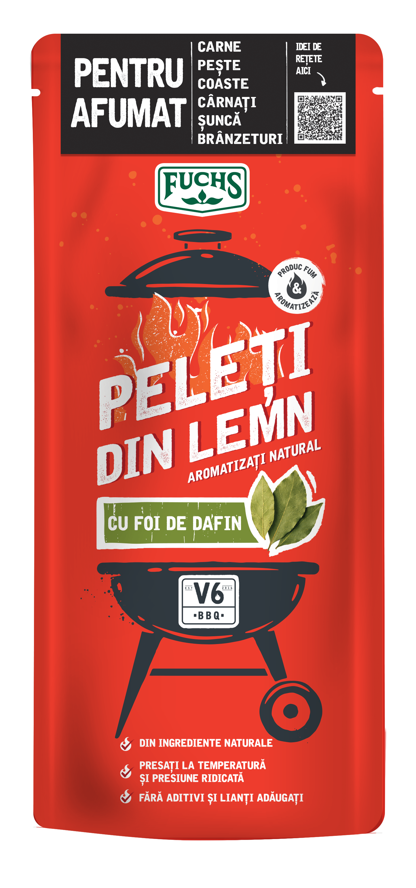 Peleti din lemn aromatizati natural cu foi de dafin, v6bbq by fuchs, 500g V6BBQ