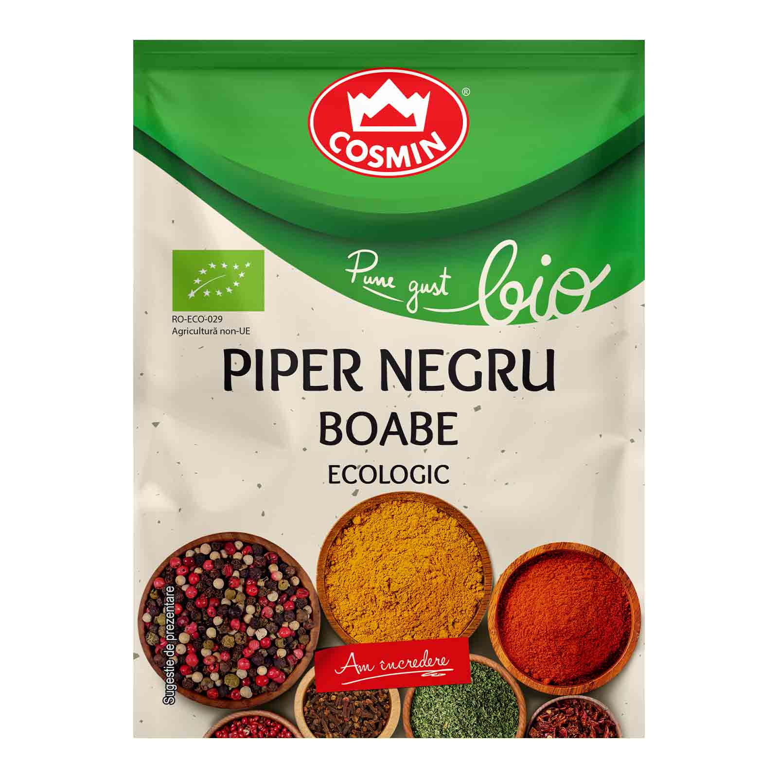 Piper negru boabe, cosmin bio, 25g Cosmin