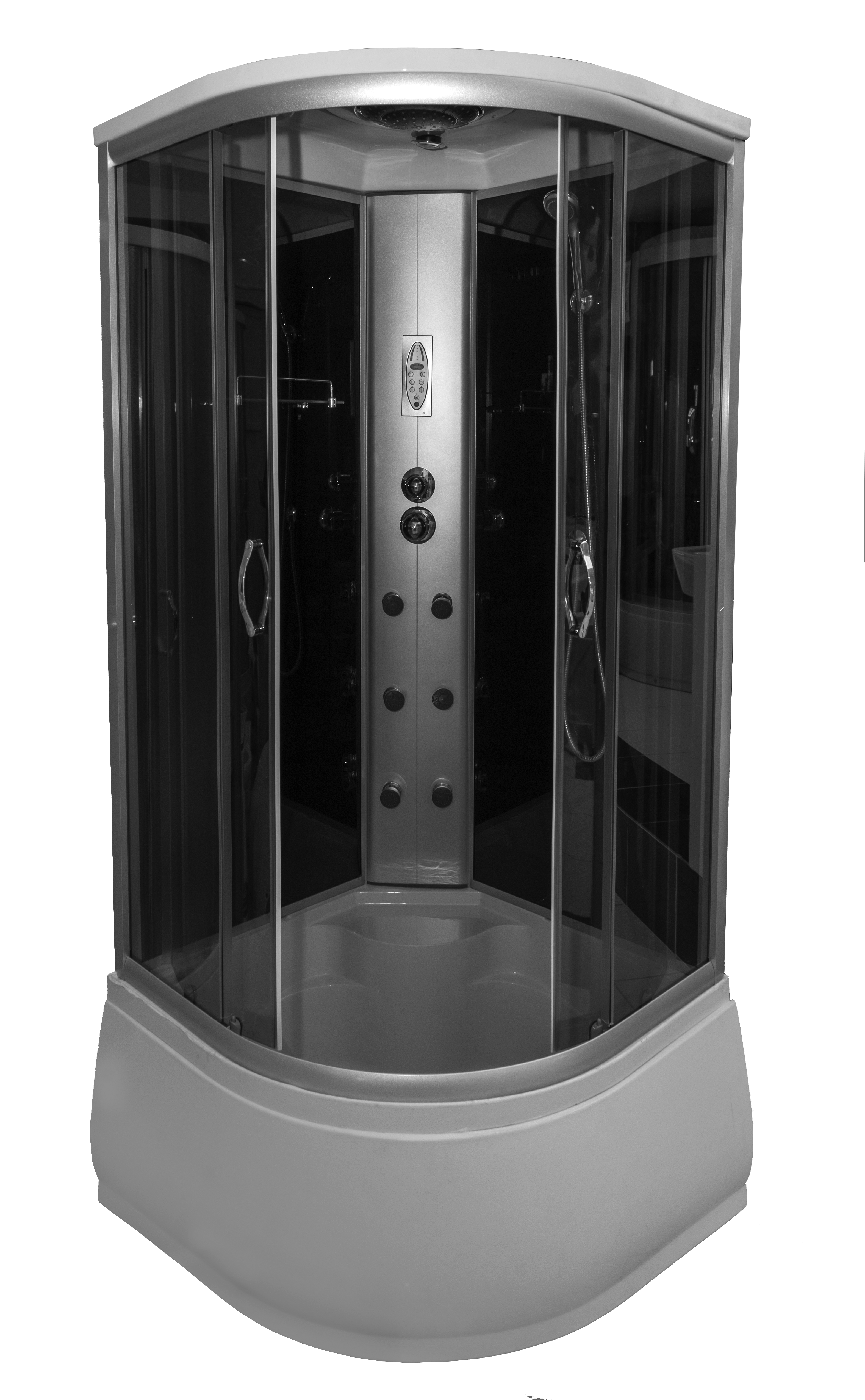 Cabina de dus Celesta Titan semitorunda 800 x 800 x 1900 mm sticla transparenta 6 mm profil negru