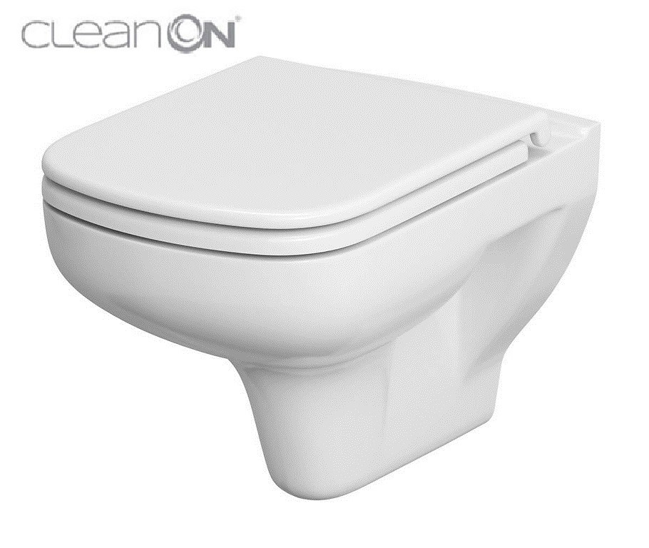 Cersanit Set 652 Vas WC suspendat Colour New Clean On + capac Alb duroplast antibacterian