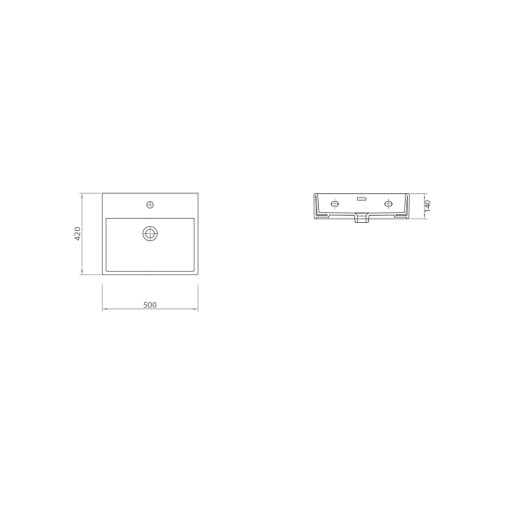 Lavoar Celesta Urban 50 50 x 42 x 14 cm montaj pe blat orificiu baterie ceramica alb mat Celesta