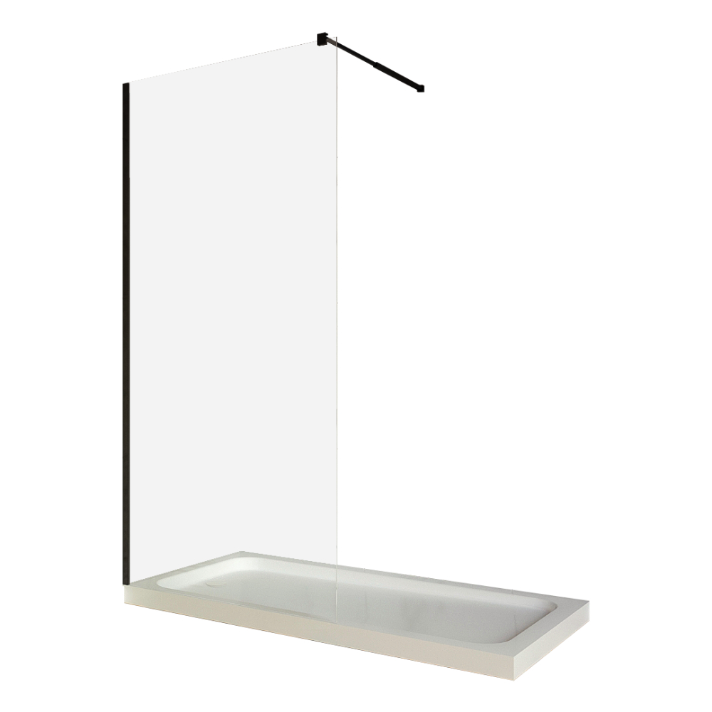 Perete dus / Paravan walk in sticla transparenta 8 mm profil negru mat tija extensibila 1000 x 2000 mm Celesta imagine 2022