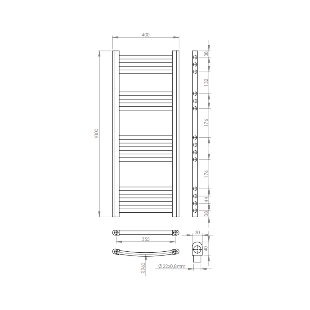 Radiator portprosop Alb drept 1000/400 Altele imagine 2022