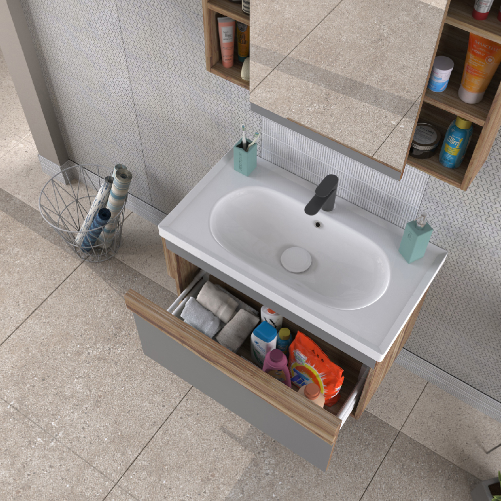 Set mobilier baie Lapse 3 piese 85 cm gri mat Biani imagine 2022