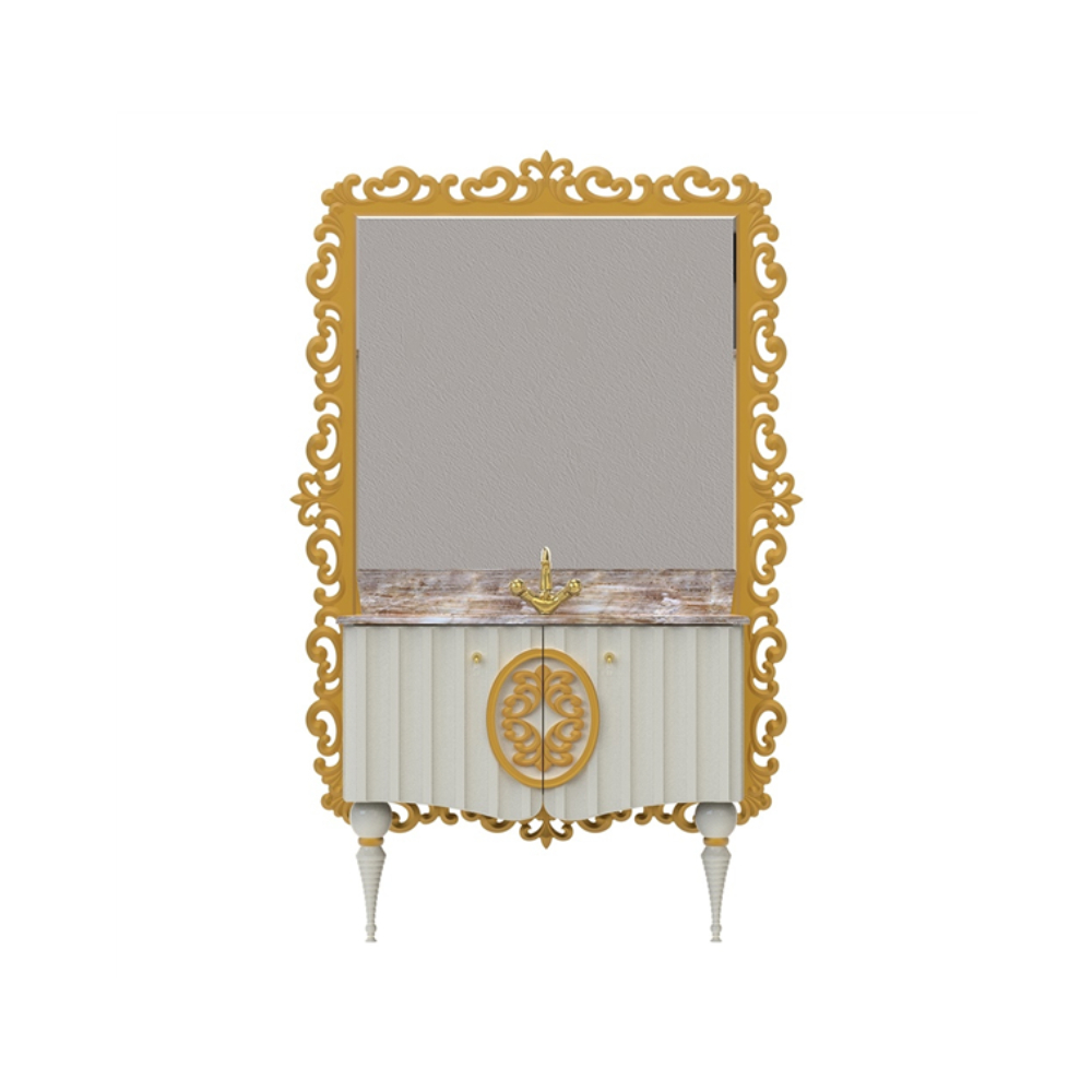 Set mobilier baie Pierre Cardin Hagia Sofia 3 piese 145 cm alb perlat 145