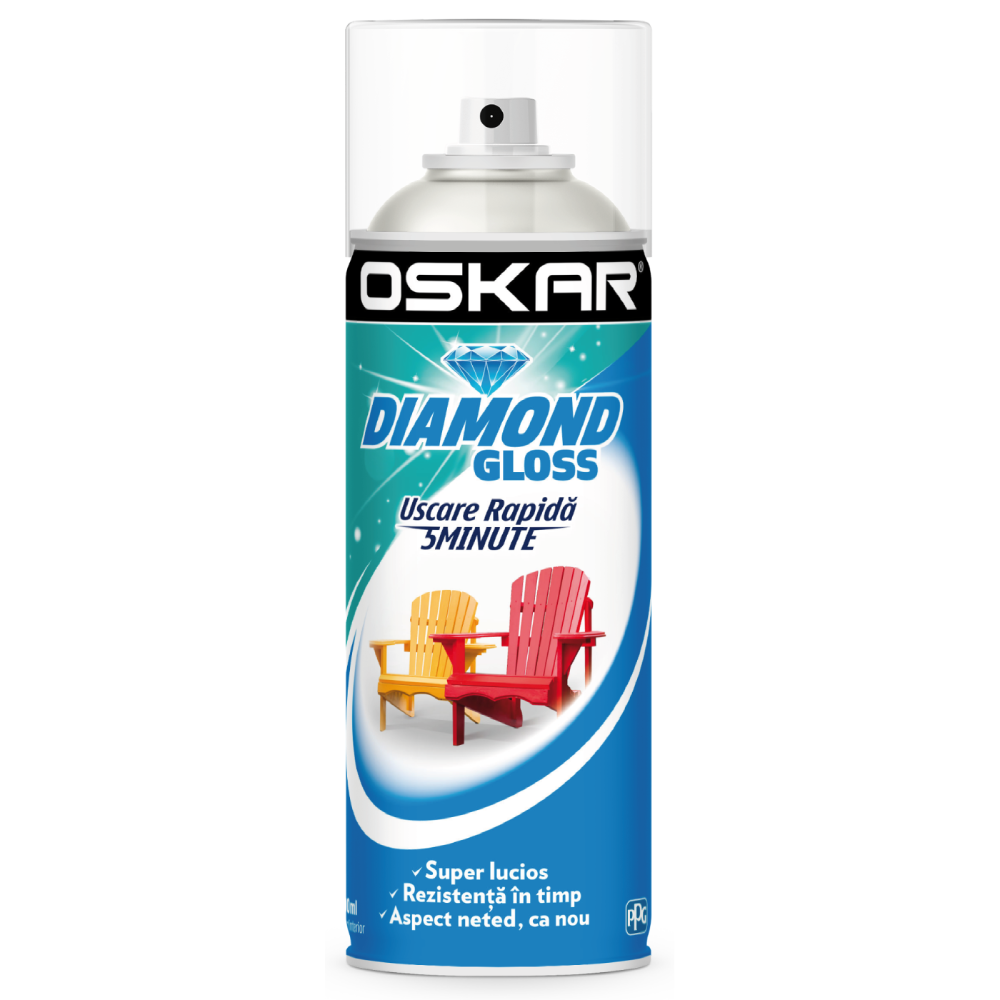Spray vopsea Oskar Diamond Gloss Negru RAL 9005 400 ml 400
