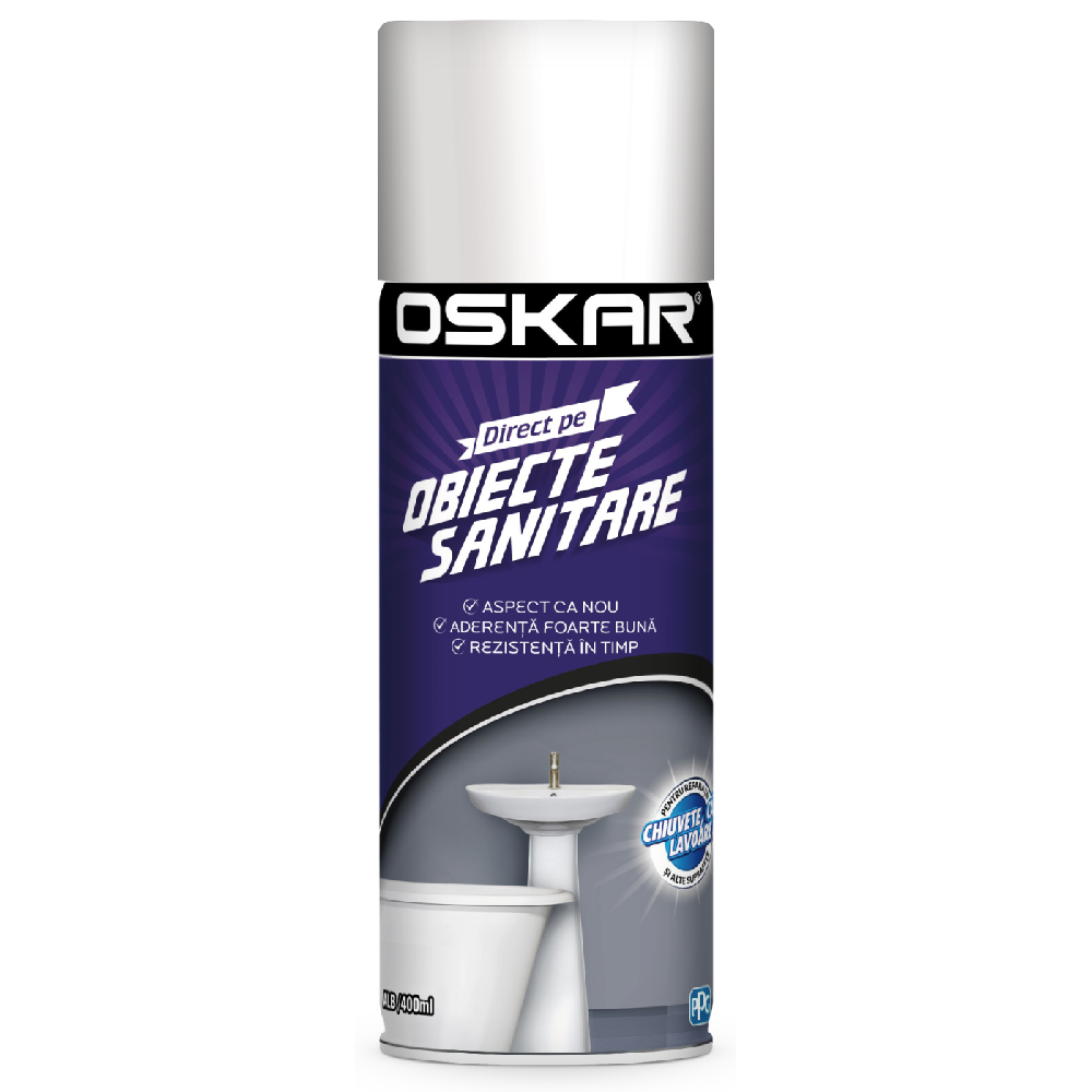 Spray vopsea Oskar Direct pe obiecte sanitare 400 ml