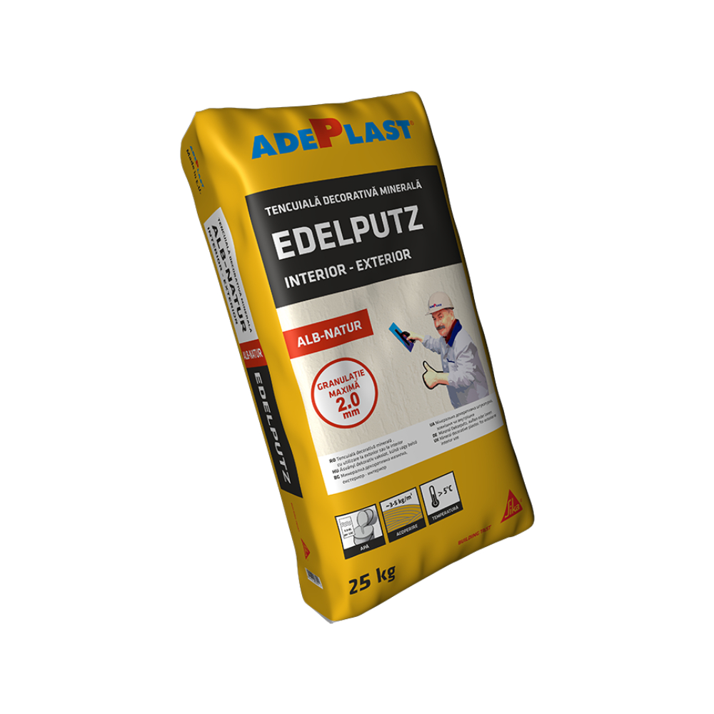 Tencuiala aplicare mecanizata Adeplast Edelputz alb – natur interior/exterior 25 kg adeplast