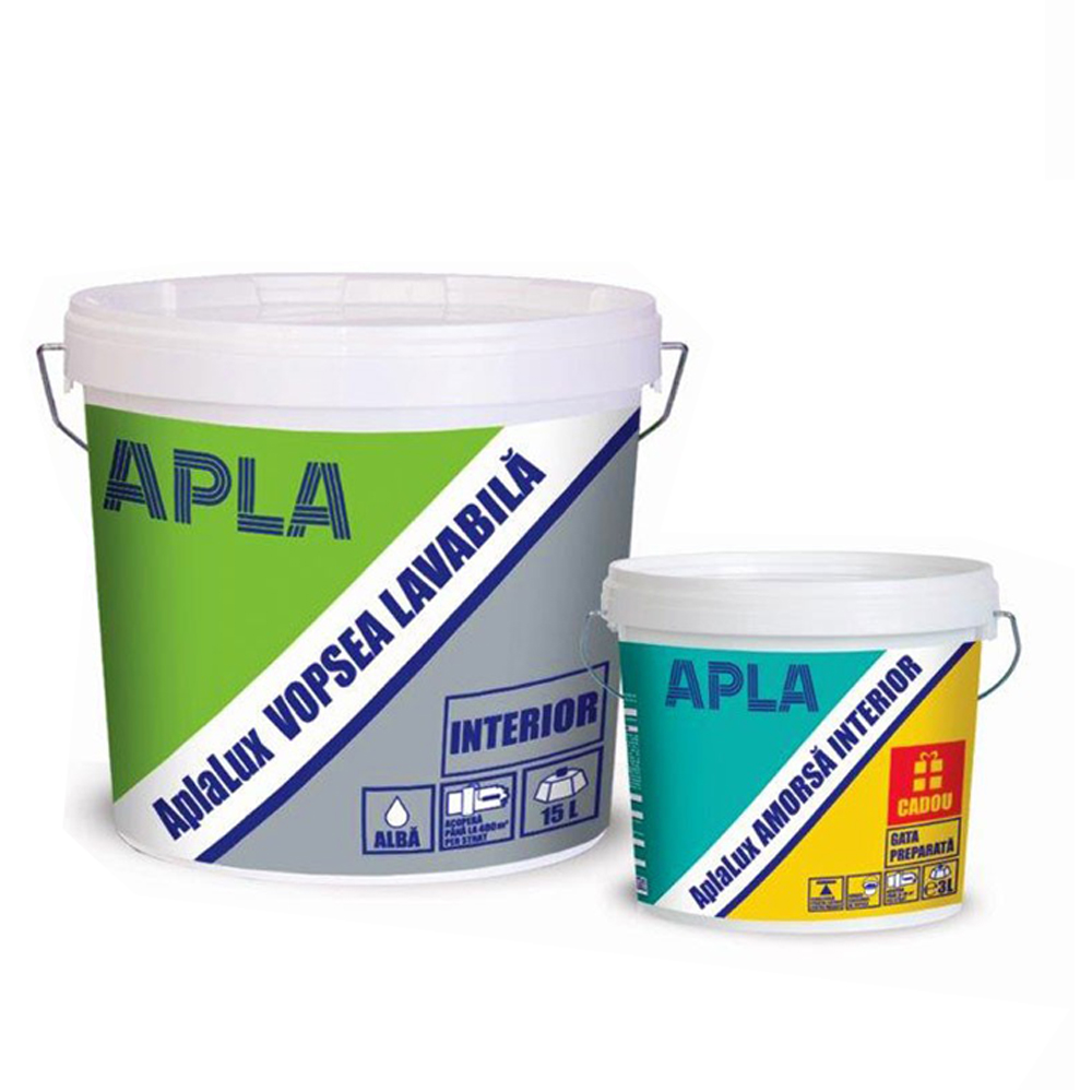 Vopsea Lavabila Pentru Interior Aplalux Alba 15 L Amorsa 4 L