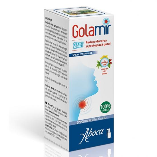 Golamir 2Act spray pentru gat pentru adulti cu alcool, 30 ml, Aboca