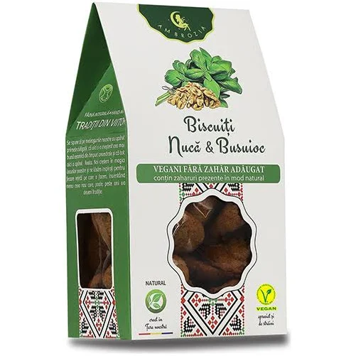 Biscuiti vegani cu nuca si busuioc, 130g, Ambrozia