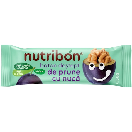 Baton Nutribon cu prune si nuca, 30g, Transilvania Nuts