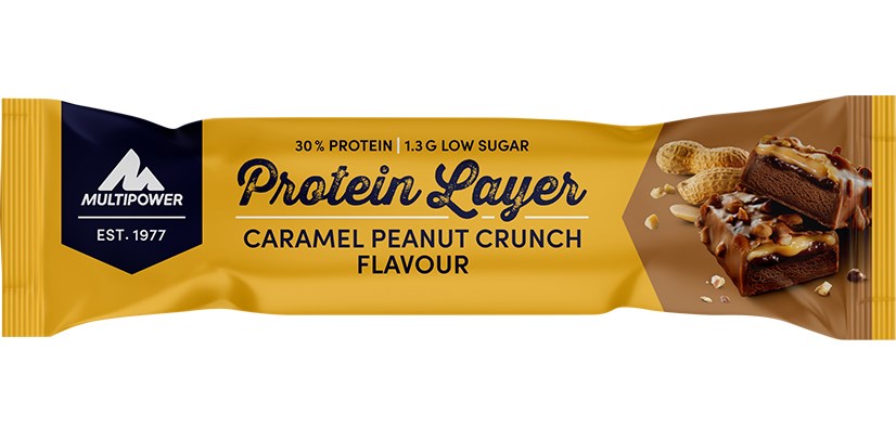 Baton Protein Layer caramel si alune, 50g, Multipower