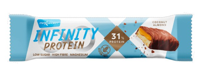 Baton Infinity protein cu nuca de cocos si migdale 55g (Max Sport)
