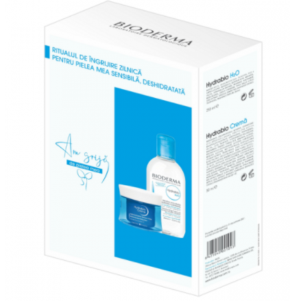 Hydrabio Cremă hidratantă 50 ml + Soluție micelară Hydrabio H2O, 250 ml, pachet Bioderma
