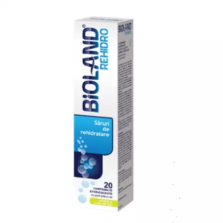 Saruri de rehidratare Bioland Rehidro cu lamaie si soc, 20 comprimate efervescente, Biofarm