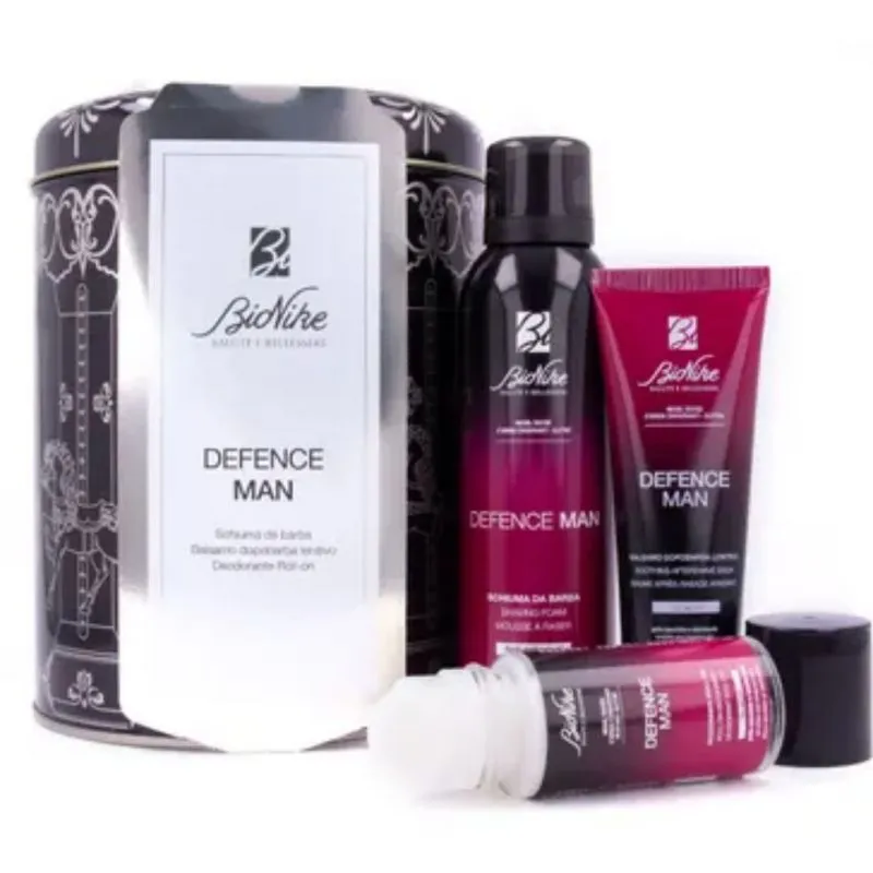 Deodorant roll-on 50ml, + Spuma de barbierit anti-iritatii 200ml + Balsam aftershave 75 ml, Defence Man DryTouch, BioNike