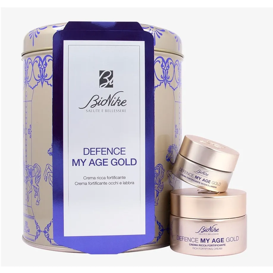 Crema fortifianta 50 ml + crema fortifianta pentru ochi si buze 15 ml Defence my age gold, pachet, Bionike 