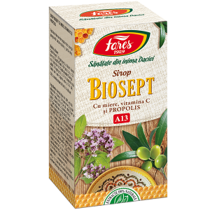 Biosept sirop miere, vitamina C, propolis, 100 ml, Fares