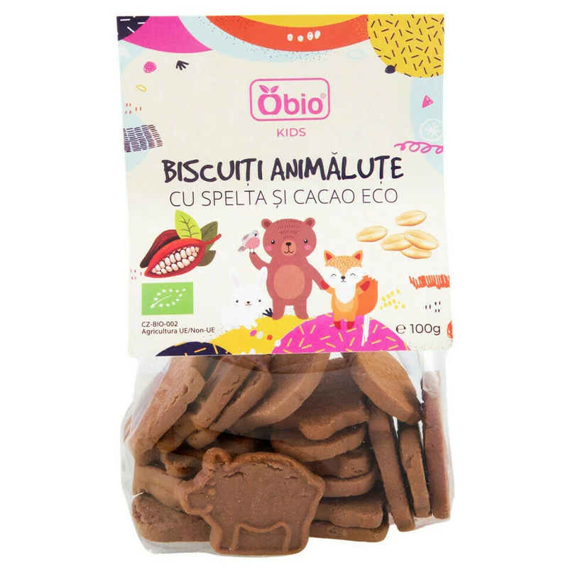 Biscuiti animalute cu spelta si cacao bio, +1an, 100g, OBio
