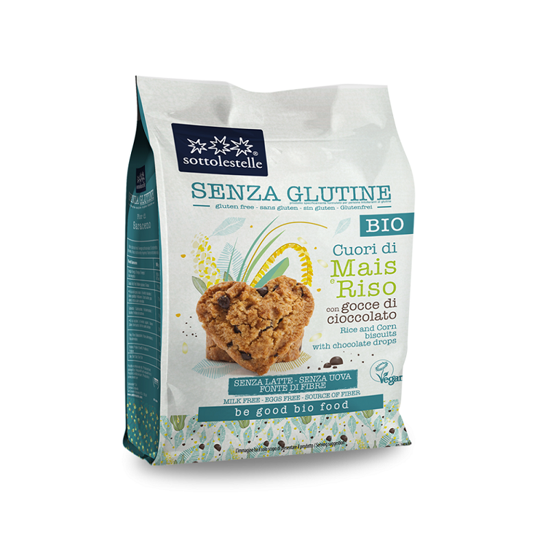 Biscuiti cu ciocolata fara gluten-vegan ECO, 250g, Sottolestelle