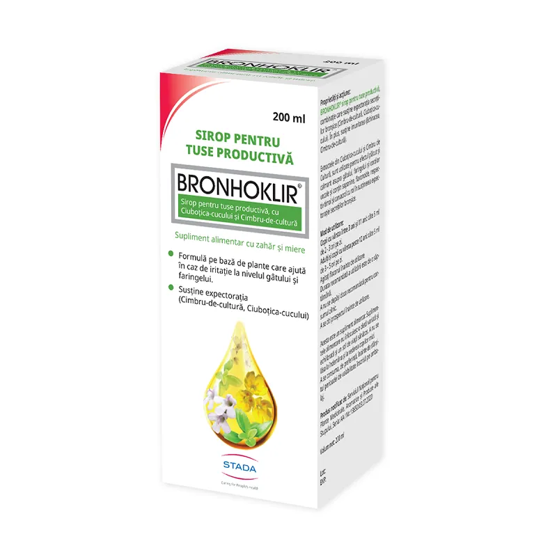 Bronhoklir Sirop tuse productiva, 200 ml, Stada 