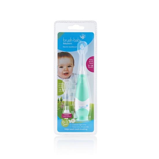 Periuta de dinti electrica BabySonic verde, 0-3 ani, Brush-Baby