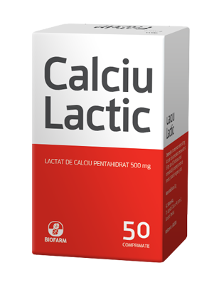 Calciu lactic 500mg x 50cp (Biofarm)