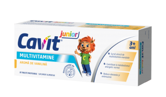Cavit Junior Multivitamine aroma de vanilie, 20 tablete masticabile, Biofarm