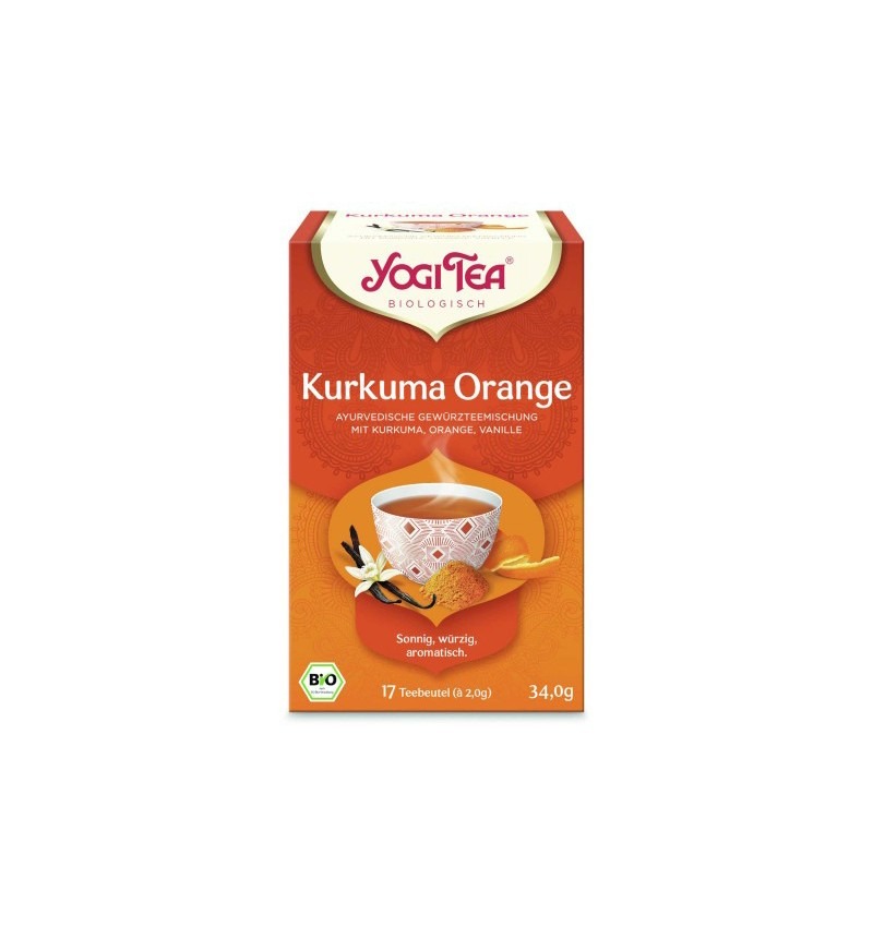 Ceai bio Kurkuma Orange cu curcuma, portocale si vanilie, 17 plicuri, Yogi Tea
