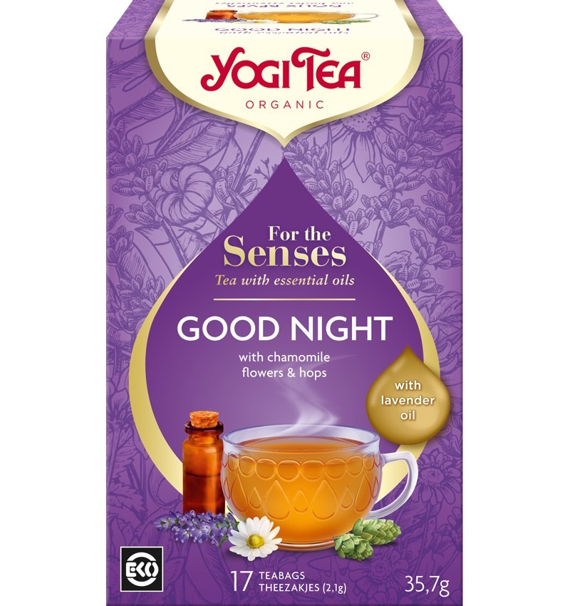 Ceai bio Good Night cu ulei de lavanda si musetel, 17 plicuri, Yogi Tea