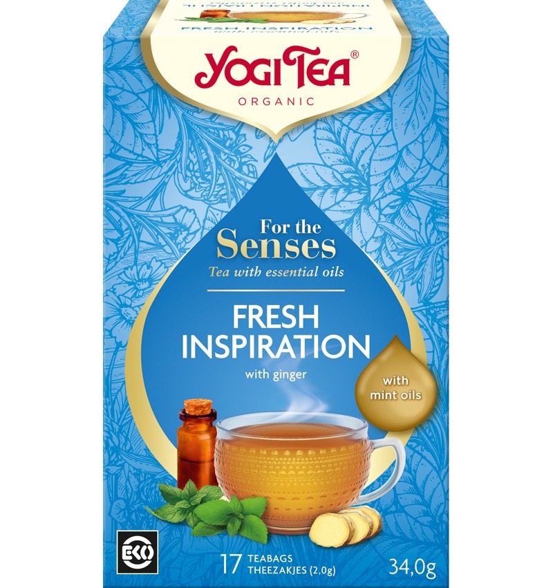 Ceai bio Fresh Inspiration cu ulei de menta si ghimbir, 17 plicuri, Yogi Tea