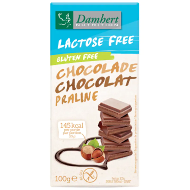 Ciocolata cu lapte si crema de alune fara gluten, 100g, Damhert Nutrition