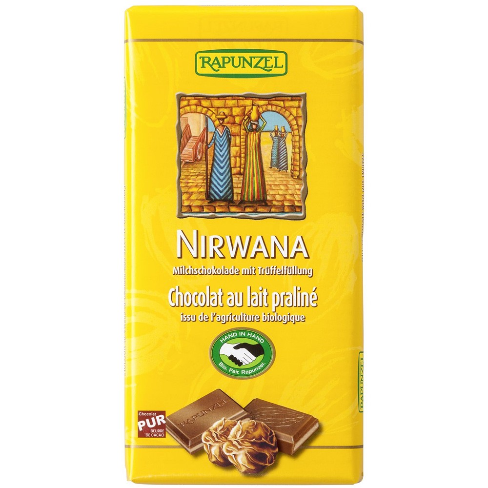 Ciocolata eco Nirwana cu praline, 100g, Rapunzel