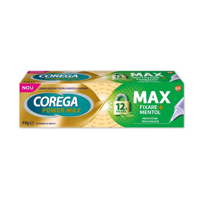Crema adeziva pentru proteza dentara Max Fixare + Mentol Corega, 40g, GSK