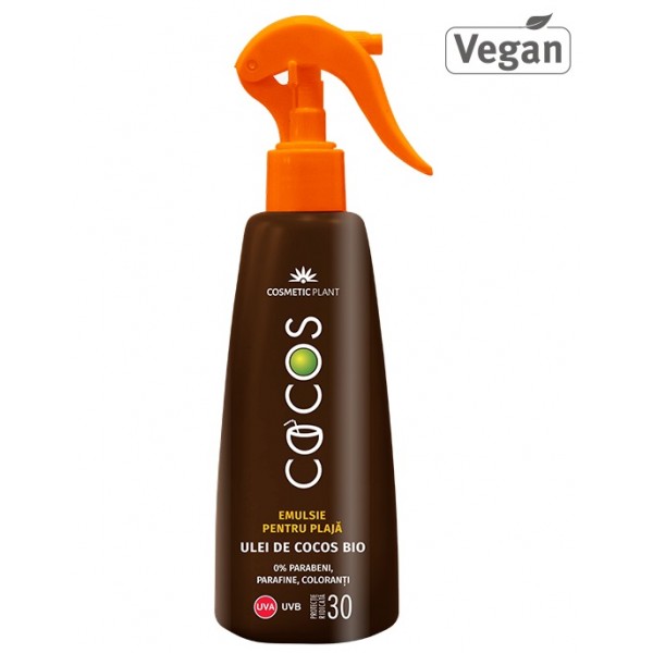 Emulsie pentru plaja spray cu ulei de Cocos Bio SPF30, 200 ml, Cosmetic Plant