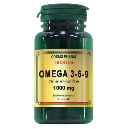Omega 3-6-9 ulei seminte de in 1000 mg, 30+10 capsule, Cosmopharm