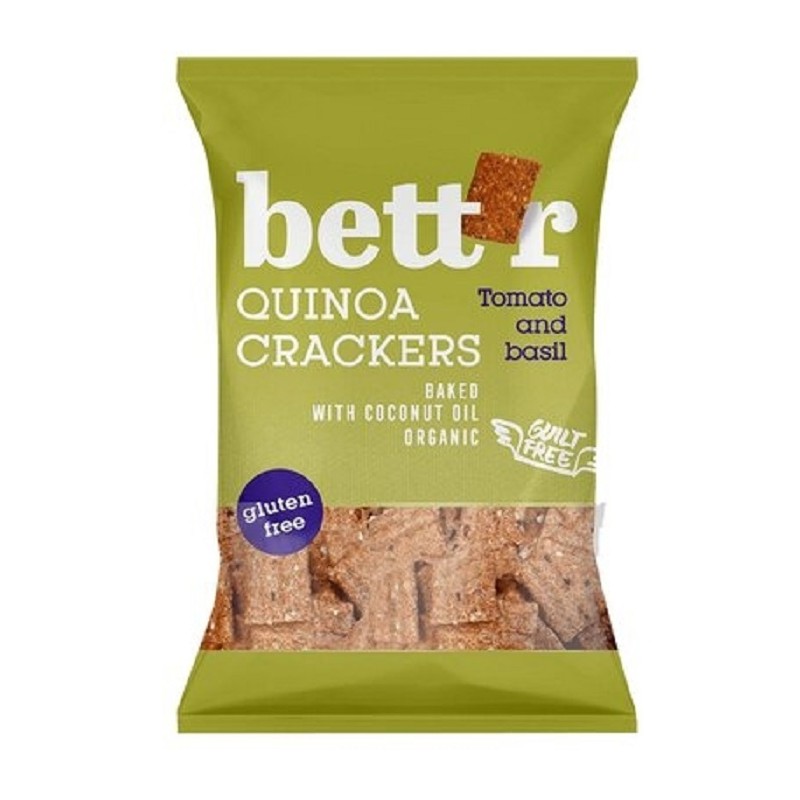 Crackers eco cu quinoa, rosii si busuioc fara gluten, 100g, Bettr