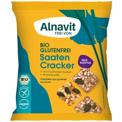 Crackers bio cu seminte fara gluten, 75g, Alnavit