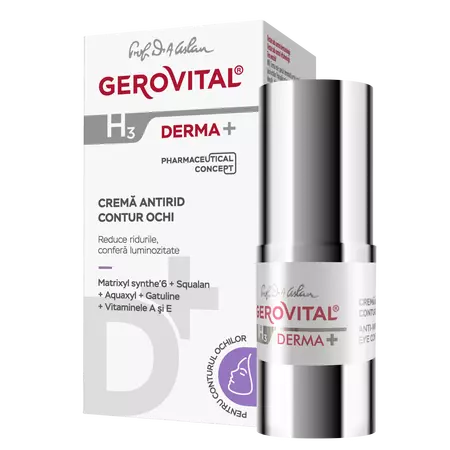 Crema antirid contur pentru ochi H3 Derma+, 15ml, 388, Gerovital