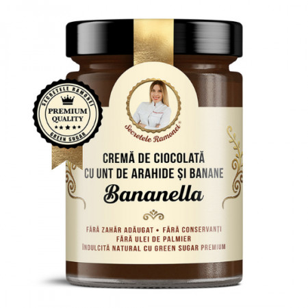 Crema ciocolata Bananella cu unt de arahide si banane, 350g, Remedia