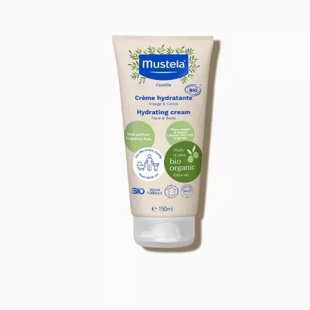 Crema hidratanta bio pentru fata si corp cu ulei de masline si aloe, 150ml, Mustela