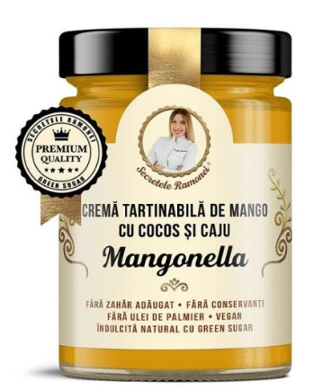 Crema tartinabila de mango cu cocos si caju Mangonella, 350 g, Secretele Ramonei
